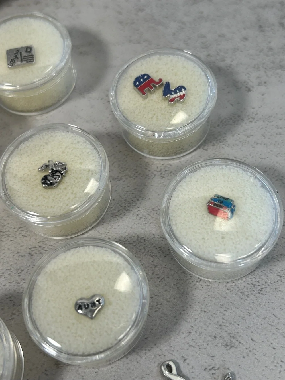 Bundle of Origami Owl Enamel Accent Charms in Pink, Red, White, Gold & Silver